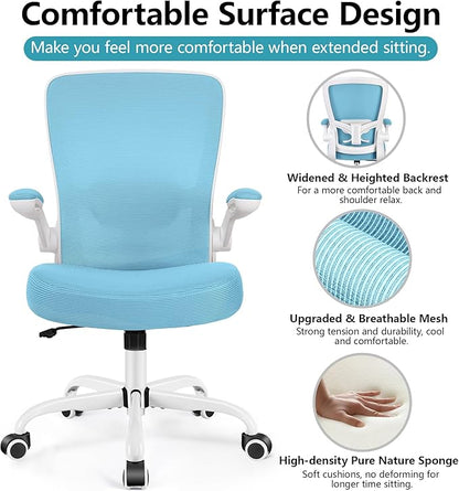 FelixKing Office Chair, Ergonomic Desk Chair Breathable Mesh Chair with Adjustable High Back Lumbar Support Flip-up Armrests, Executive Rolling Swivel Comfy Task Computer Chair for Home Office
