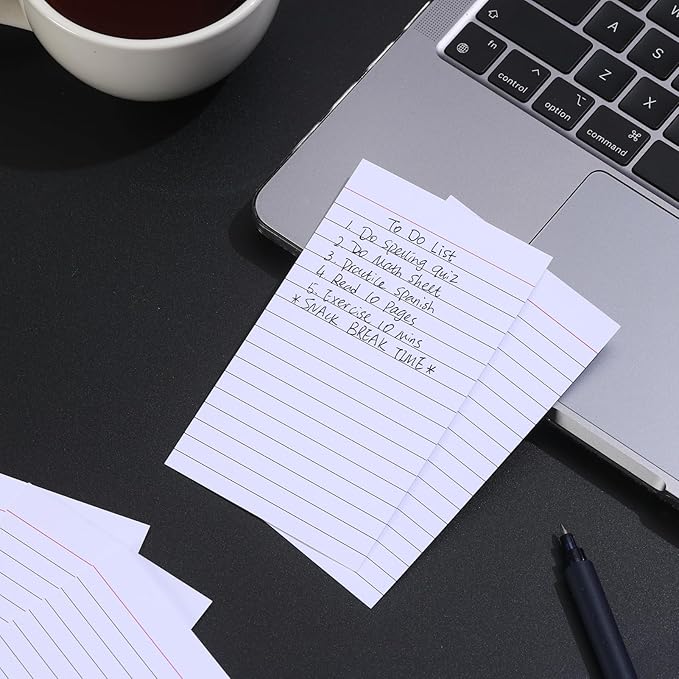 Vertical Ruled Index Cards 3 X 5 Flash Card Double Sided Lined Notecards Heavy Weight Ruled Checklist Thick Recipe Cards for Studying, School, Home and Office（White,300Count）