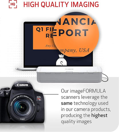 Canon imageFORMULA R10 Portable Document Scanner, 2-Sided Scanning with 20 Page Feeder, Easy Setup for Home or Office, Includes Software, (4861C001)