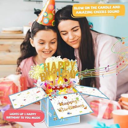 Tnvee 13TH Birthday Cards with Lights & Music & Candle, 3D Pop Up Singing Happy Birthday Greeting Cards Gfits for 13 Years Old Girl Boy Son Daughter