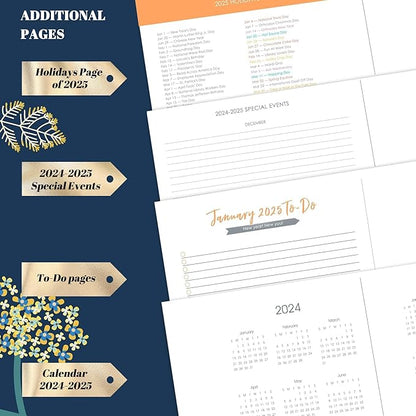 2025 Hardcover Planner Weekly and Monthly, Dec 2024–Dec 2025, Large Spiral Bound Planners 2025 for Women Gifts, 8.3" x 9.3",13 Month Calendar with 13 Tabs, 3 Sticker Sheets, Blue