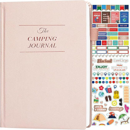 Camping Essentials: Camping Journal and RV Travel Log Book - A5 Adventure Book for Memories, Travel Journal for Men and Women, Family RV Travel Camping Logbook Accessories - Pink