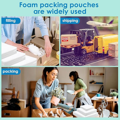 200Pack Cushion Foam Pouches wrap pouches dish packing kit(7.5"x7.5",7.5"x12",12"x12",14"x14") Packing Moving Supplies for Moving Fragile Items for Packing Storage and Shipping with50Fragile Stickers