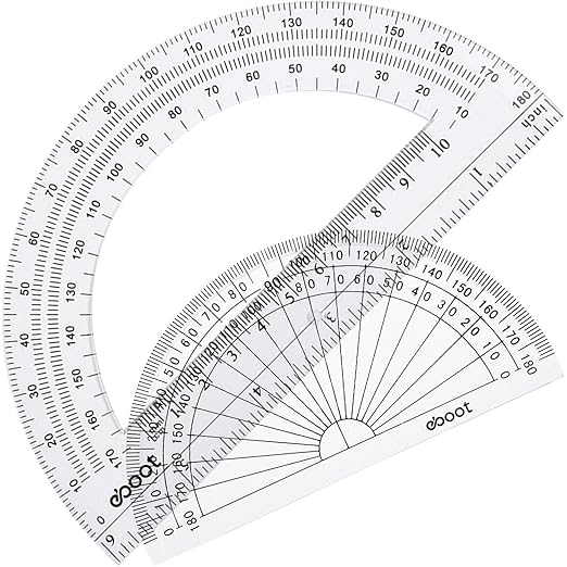 eBoot Plastic Protractor Protractor 180 Degrees, 4 Inch and 6 Inch, Clear, 2 Pieces