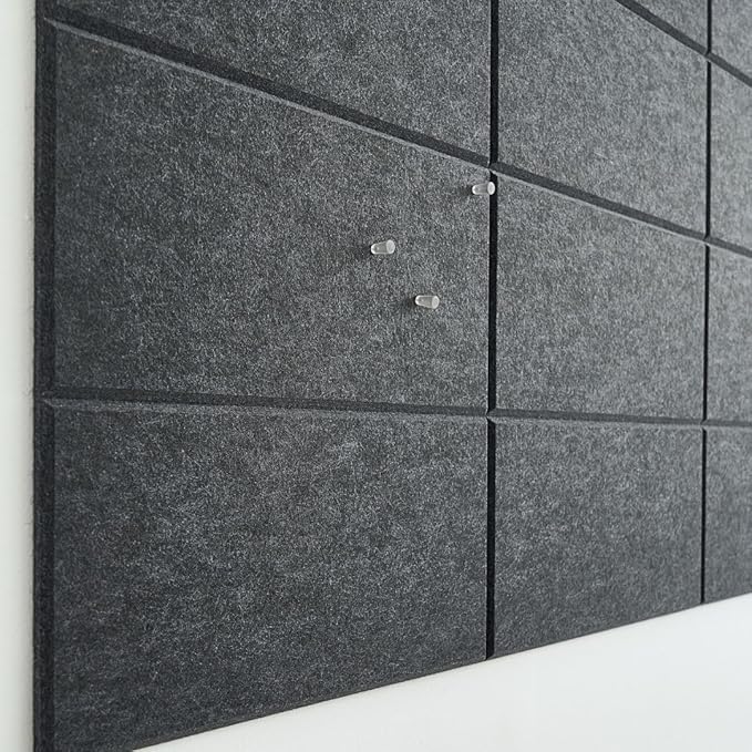 Large Cork Board for Office - Pack of 24 - Black Felt Board Alternative - Felt Bulletin Board Tiles for Office Wall Decor, Push pin Board Wall Organizer for Office (Charcoal Gray)