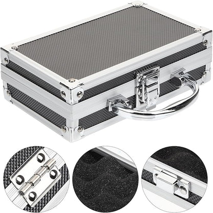 ERINGOGO Aluminum Attache Case - 7inch Lock Metal Briefcase with Ripple Foam, Hard Aluminum Carrying Case for Men, Universal Portable Tool Case for Laptop/Luggage/Instrument, Black