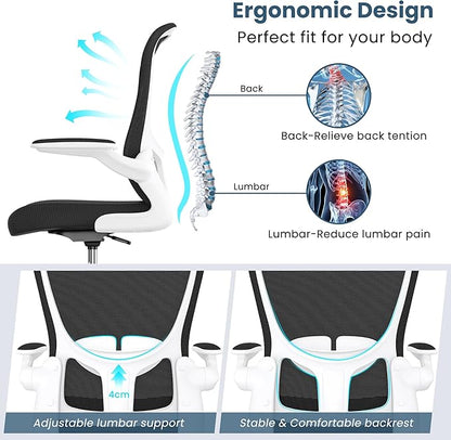 Drafting Chair, Tall Office Chair with Flip-up Armrests Executive Ergonomic Computer Standing Desk Chair, Office Drafting Chair with Lumbar Support and Adjustable Footrest Ring