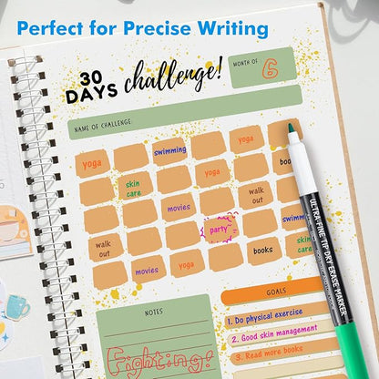 maxtek Dry Erase Markers Ultra Fine Tip, Assorted Colors, Low Odor, School Supplies Classroom Take Note Dry Erase Markers, 8 Counts