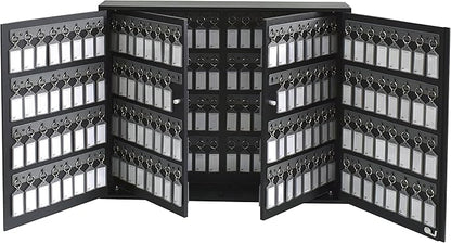 Acrimet Key Cabinet Organizer 256 Positions with Lock (Wall Mount) (256 Smoke Tags Included) (Black Cabinet)