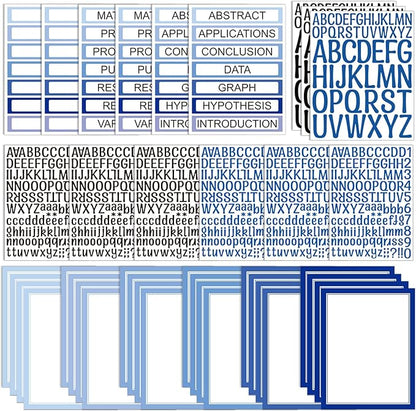 42 Sheets Science Fair Board Supplies 24 Self Adhesive Presentation Science Subtitles 9 Fair Project Titles 9 Personalized Letter Sticker Supplies for Classroom Office(Blue Style)