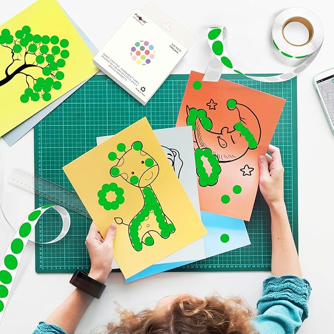 PARLAIM 3/4 Inch Roll Color Coding Labels,4000 per/4 Rolls Round Adhesive Color Coding Circle Dot Stickers for Office Home (Green)