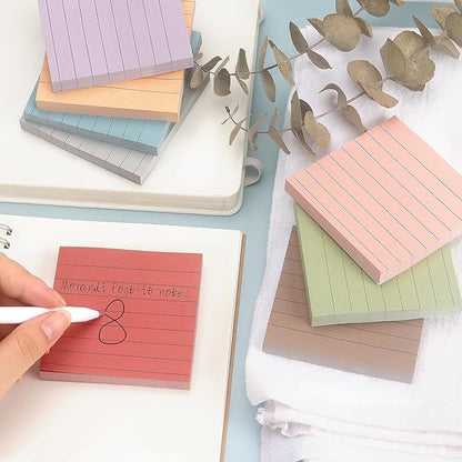 8 Pads Lined Sticky Notes Vintage Color 3x3 in, Self-Stick Sticky Note Pads Lined Pads 8 Pads/Pack, 640 Sheets, Easy to Paste for Office, School, Home