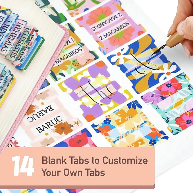 Bible Tabs for Study Bible, New & Old Testament Tabs Matte Laminated Bible Book Tabs Bible Journaling Supplies for Women(Large Print, Easy to Read) (Spanish-1)