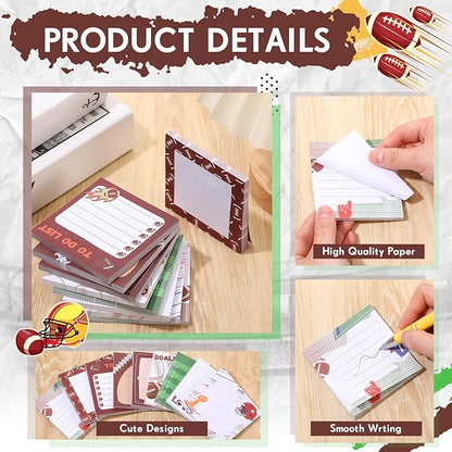 Thenshop 9 Pads Sport Sticky Notes Ball Self Stick Notepads 3x3 Inches Notes Cute Adhesive Memo Pad Gifts for Office Sports Birthday Party Favors(Football)