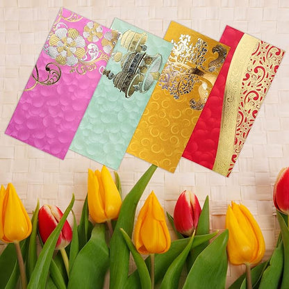 PARTH IMPEX Shagun Gift Envelope (Pack of 10) Assorted Color Designs Money Holder Fancy Packet for Christmas Diwali Easter Birthday Wedding Anniversary Designer Invitation Envelopes