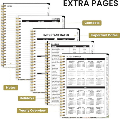 2026 Planner, Weekly and Monthly Planner for Women, January 2026 to December 2026, Pretty Hardcover 2026 Calendar Planner Book with Tabs, Inner Pocket, Spiral Bound, Perfect Office Home School Supplies - 8.5" x 11", Wildwood Fox