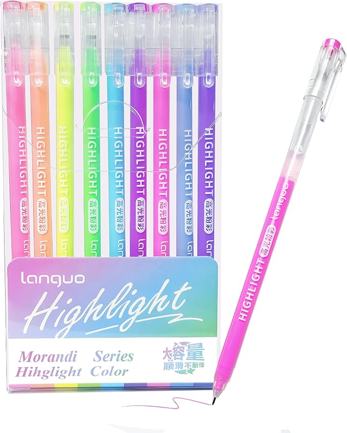 0.5mm Journal Colouring Pens, Assorted Rainbow Colors Pens Set of 9 for Adults Journal Coloring Calligraphy,Made for Everyday Writing, Journals,Drawing,Coloring Books (Highlights Color)