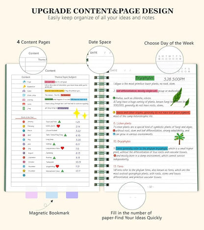 Spiral Notebook Journal,360 Pages College Ruled Notebook, Lined Thick Journals for Women Men,A5 Thick Spiral Journal for Writing,100GSM Paper, Spiral Notebooks for Work School 5.5"x8.5" Green