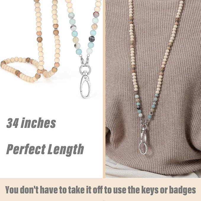 SAM & LORI Lanyards for Id Badges for Women Cute Teacher Lanyard Cruise Lanyard for Ship Cards Beaded Teacher Lanyards for Id Badges and Keys Neck Lanyard Beaded Keychain Lanyard Personalized String