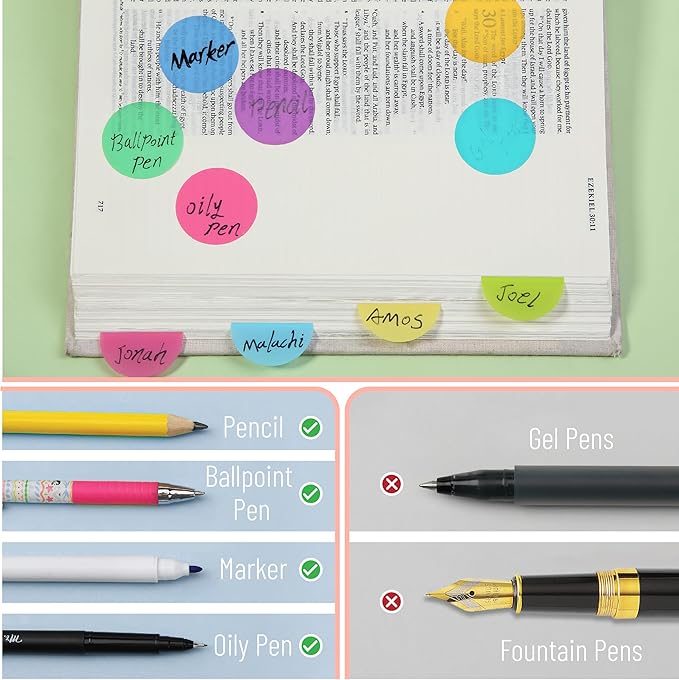 Mr. Pen- Transparent Sticky Note Set, 560Sheets, Colorful, Round Transparent Sticky Notes Set, Bible Sticky Notes Clear Sticky Notes Transparent, Bible Notes, Transparent Sticky Notes for Bible Study