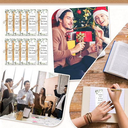 Fulmoon 60 Set Employee Appreciation Gifts May You Be Proud Sign Wood Bamboo Pens with Thank You Bookmark Cards for Coworker Back to School Gifts for Classroom Teacher Student Supplies Party Favor