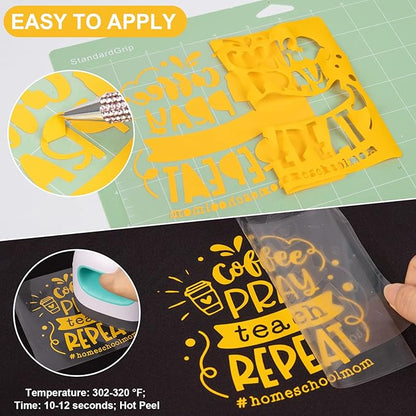 VINYL FROG Heat Transfer Vinyl Roll HTV Vinyl - 12"x12ft Yellow Iron on Vinyl for T-Shirts, Heat Press Vinyl for DIY Craft Designs (Yellow)