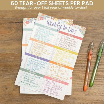 bloom daily planners Undated Weekly Tear-Off To Do List Planning Pad with Magnets - Hanging Notepad Organizer for Fridge - 6” x 9” - Floral Dots