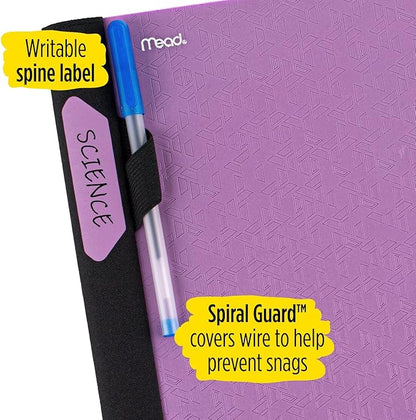Five Star Advance Spiral Notebook + Study App, 3 Subject, College Ruled Paper, 8-1/2" x 11", 150 Sheets, Spiral Guard, Movable Tabbed Dividers and Pockets, Amethyst Purple (820060G)
