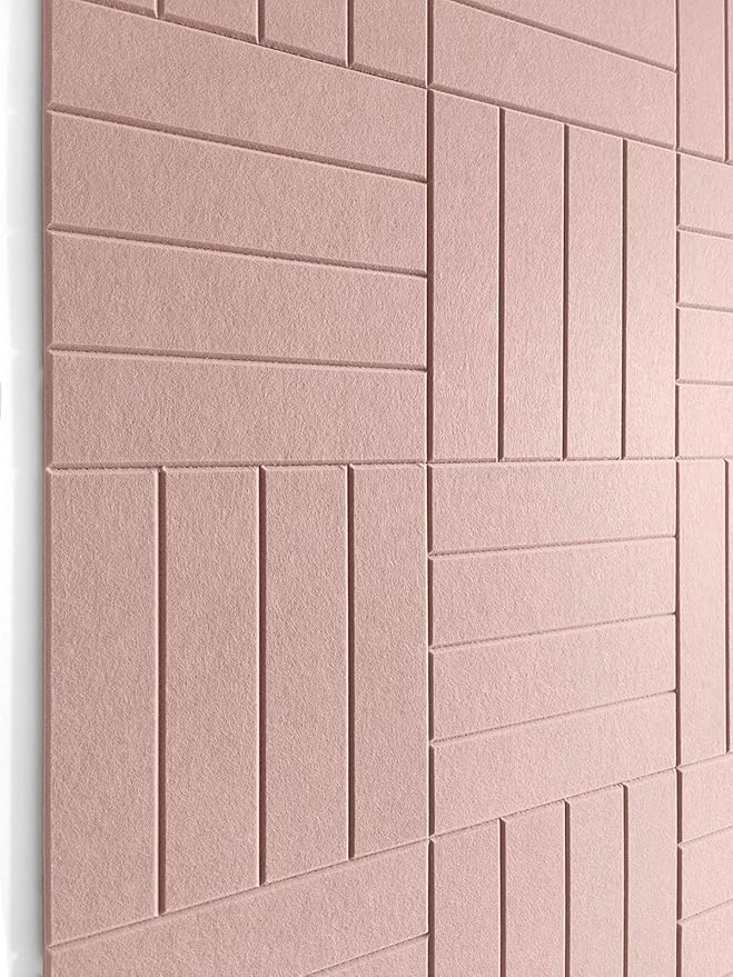Large Cork Board Alternative - 12-Pack Felt Wall Tiles with Safe Removable Adhesive Tabs, Cork Wall Tiles Bulletin Board Home Office Essentials - Pink