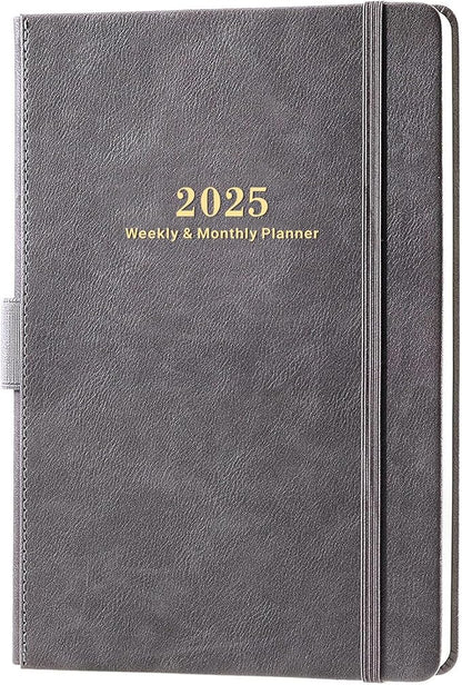 2025 Planner - Weekly & Monthly Planner 2025 with Calendar Stickers, JAN 2025 - DEC 2025, 5.75" X 8.25", Planner 2025 with Premium Thicker Paper, Pen Holder, Inner Pocket and 44 Notes Pages - Gray
