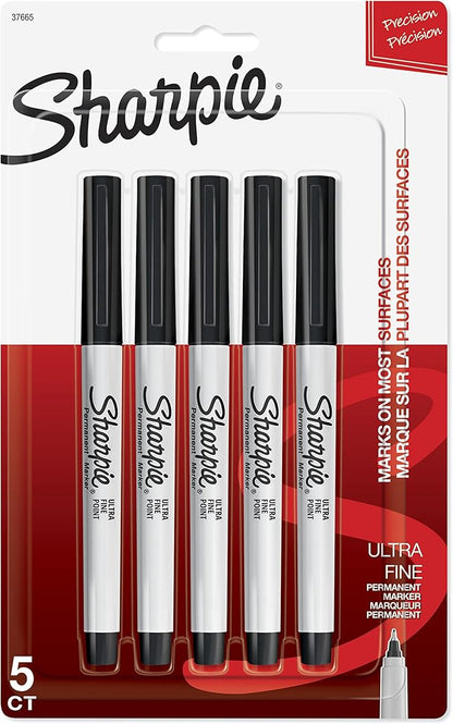 Sharpie 37665PP Permanent Markers, Ultra Fine, 5 Pack