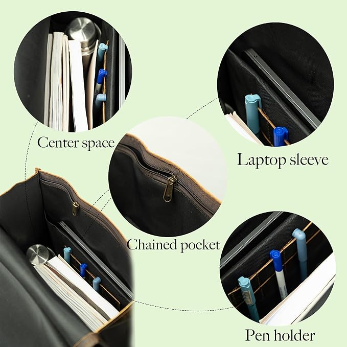 Satchel And Fable Vintage Full Grain 21 Inch Leather Laptop Large Backpack Casual Bookbag Daypack Camping Travel Rucksack Knapsack