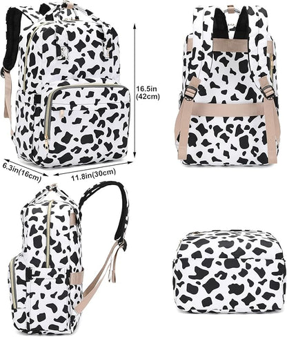 Cow Print Laptop Backpack College Bookbag School Backpack for Women Girls, Travel Backpack 15.6 Inch Computer Backpacks