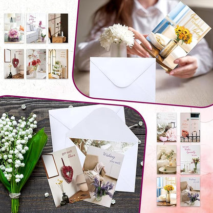 36 Sets Christian Get Well Soon Cards with Scripture Assorted Religious Bible Verse Wishing You Well Greeting Cards with Envelope(Various Floral)