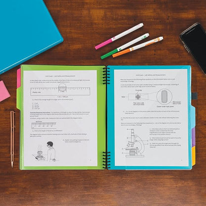 Samsill Left-Handed 10 Pocket Poly Project Organizer with 5 Dividers, File Folders Letter Size, Quick Access Front Pocket, Refillable Notepad, Erasable Write-On Tabs in Fashion Colors (Pack of 2)