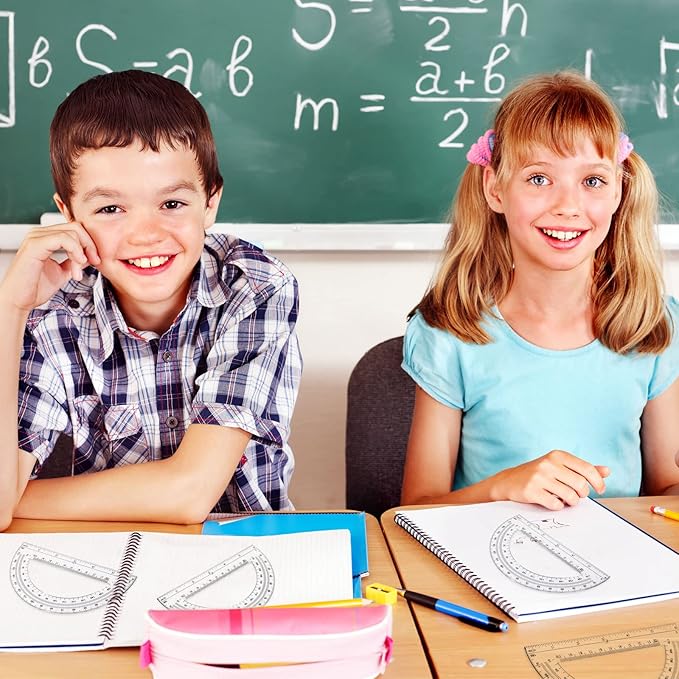 Zonon 50 Pieces Plastic Protractors Bulk Classroom Clear Math Protractors 180 Degrees 6 Inch Protractors for Geometry Student, Angle Measurement, Students Back to School Supplies Office Supplies