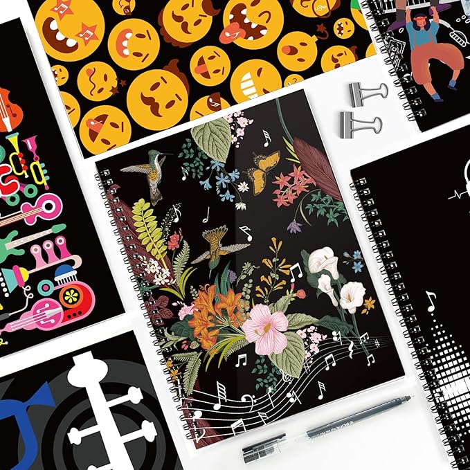 MAXCURY Blank Sheet Music Composition Manuscript Staff Paper Art Music Notebook Black 100 Pages 26x19cm (Flora)