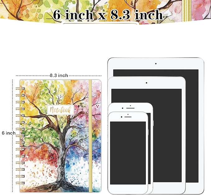 Frasukis Ruled Notebook/Journal - Lined Journal, 8.5" X 6.4", Ruled Spiral Notebook/Journal, Banded with Waterproof Hardcover, Exquisite Inner Pocket for School, Office & Home