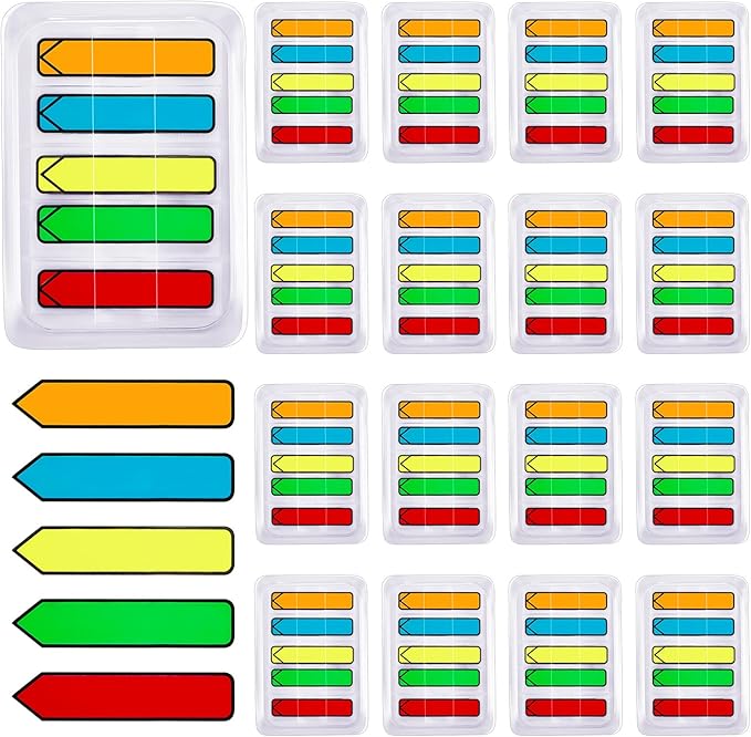 Teling 2000 Pcs Arrow Flags Arrow Tabs Flags Sign Here Tabs Arrow Stickers 5 Colors Sticky Flags Arrow Sticky Notes with Dispenser Easy to Post for Notary Books Paper
