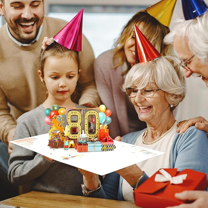 80th Birthday Card for Men Women, Funny 3D Pop Up 80th Birthday Gifts for Grandma Mom Dad, Back In 1945 Happy 80 Year Old Birthday Decorations Cards for Her Him, Classy Vintage