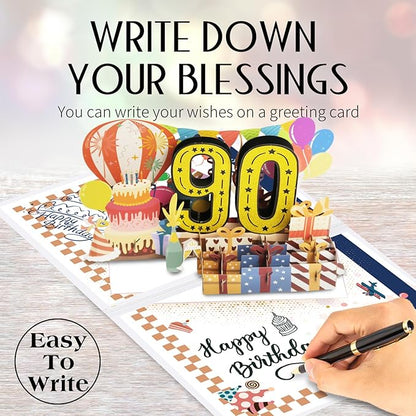 Funny 90th Birthday Card for Women Men, 3D Pop Up 90th Birthday Decorations for Her Him, Happy 90th Birthday Gifts for Grandma Grandpa, Jumbo 90 Year Old Birthday Card, Review of 1935, Classy (8"x10")