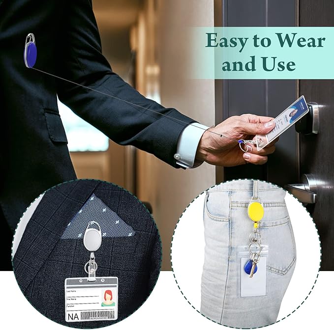 Honoson Heavy Duty Retractable Badge Reels Batch ID Badge Holder Retractable Clip Bulk Card Key Holder with Ring for Office Worker Employee, Doctor Nurse Gifts(Bright Color,50 Pcs)