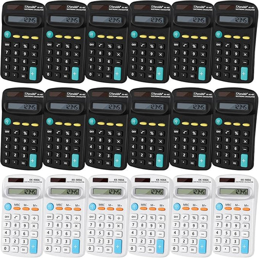 18 Pack Pocket Size Calculators Bulk 8 Digit Display Basic Calculator for Students Small Calculators Solar Battery Dual Power Calculator for School