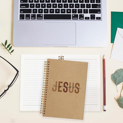 Boho Christian Notebook Journal, Christian Gifts for Women, Bible Notebooks for Note Taking, Bible Journaling Notebook, Jesus the Way the Truth the Life Hardcover Spiral Notebook 5.5x8.3 kraft paper