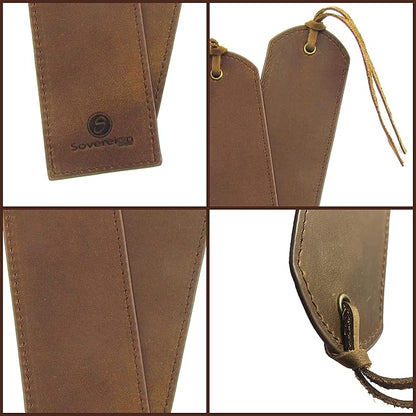 Leather Bookmarks for Men and Women | Quality Brown Mens Bookmark | 2 Smooth Handmade Leather Book Markers for Men Women Book Lovers Readers (7x2) Leather Gift | Sovereign-Gear