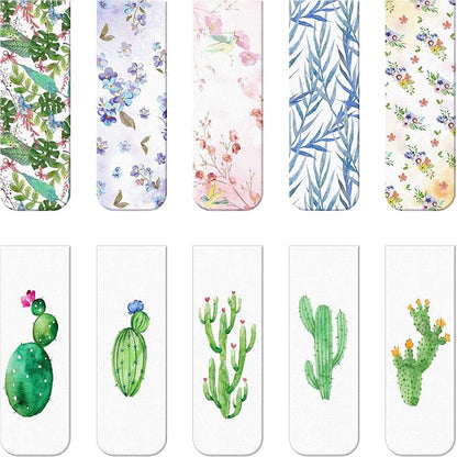 Chinco 10 Pieces Magnetic Bookmarks Magnet Page Markers Assorted Book Markers Set for Students Reading Gifts for Christmas(Cactus)