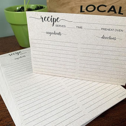 321Done Folding Recipe Cards (Set of 50) X-Large - Made in USA - Folds to 4x6 from 8x6 - Rustic Boho Kraft Tan Minimalist – Retro Vintage Luxury Thick Cardstock Jumbo Folded Double-Sided