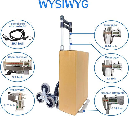 Folding Hand Truck, 165lbs Load Stair Climbing Cart with Silent Wheel, Light Weight Portable Folding Dolly Multi-fuctional Foldable Hand Cart Heavy Duty Utility Cart for Home Office & Travel Use