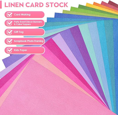 20 Sheets Rainbow Colorful Cardstock Textured Assorted Colored Paper 250 gsm Single-Sided Printed Thick Card Stock for Card Making, Scrapbooking