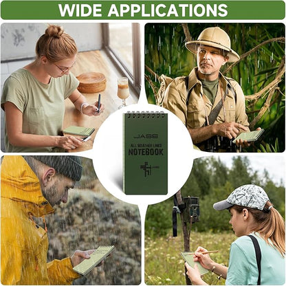 Yamadura All-Weather Top-Spiral Notebook 3" x 5" Green Cover Waterproof Shower Aqua Notes Notepad Notebook(5 Pack)